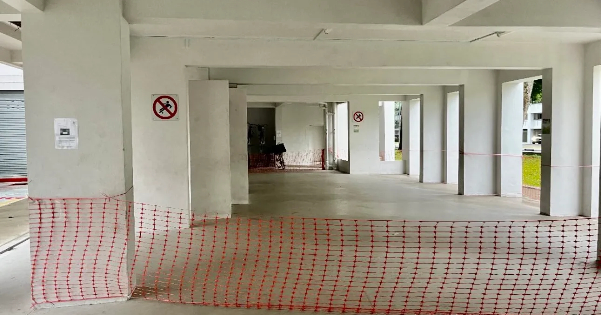 Sembawang Town Council seals off void deck to stop children from playing football