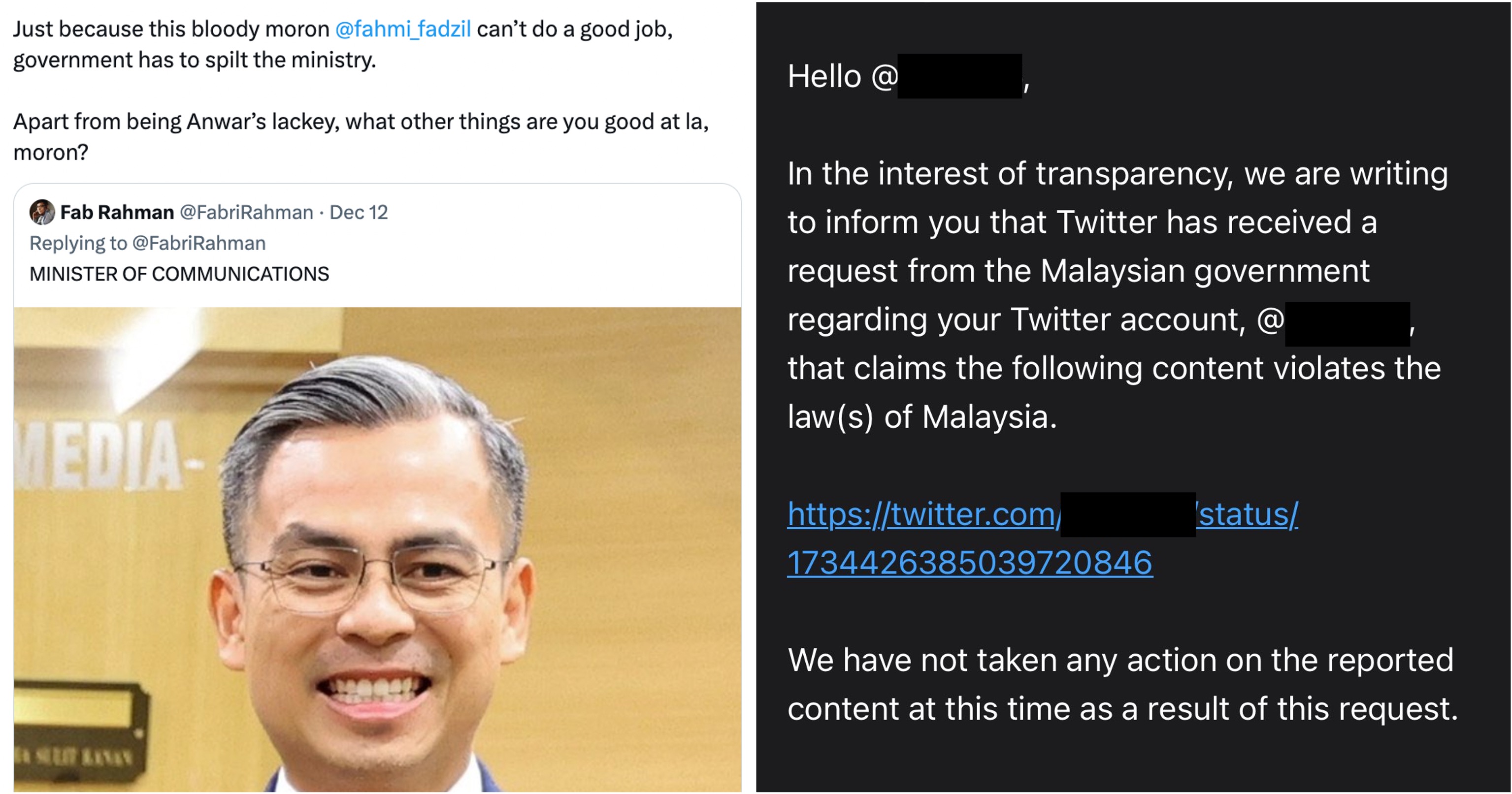 X/Twitter user in M'sia allegedly informed that post calling minister a ...