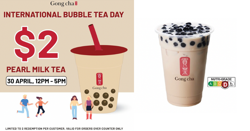 Gong Cha S'pore selling Pearl Milk Tea for S$2 on 
