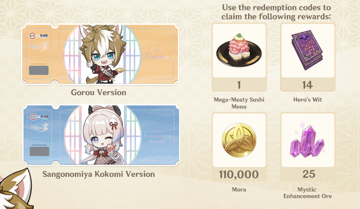 Morora Sushiro S'pore does Genshin Impact collab from Jun. 24-Aug. 4 ...
