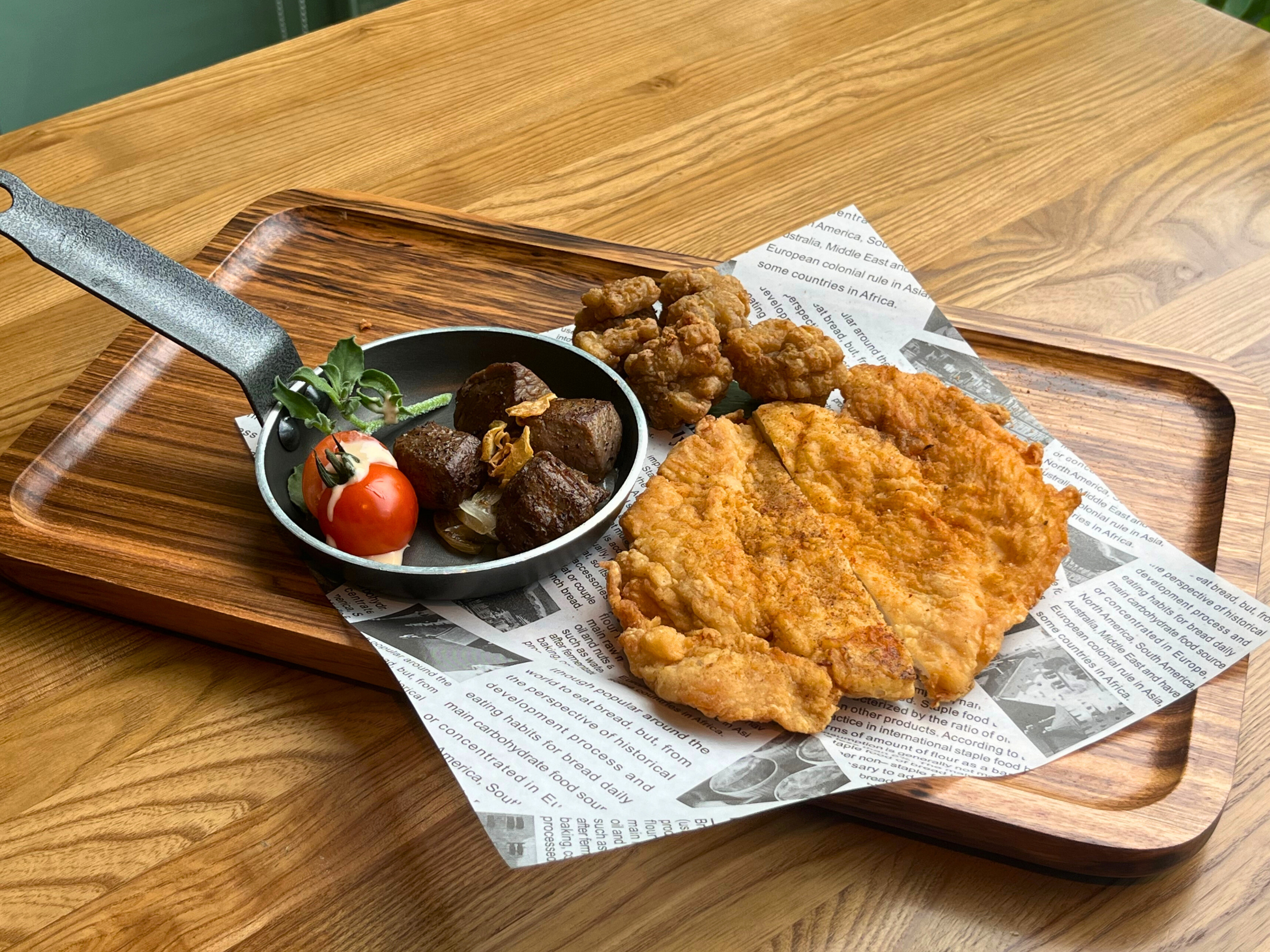 ‘ Bigger - Than - Face’ XXL Crispy Chicken Cutlet, Flamed Charred Marbling Beef, Crispy Salted Squid