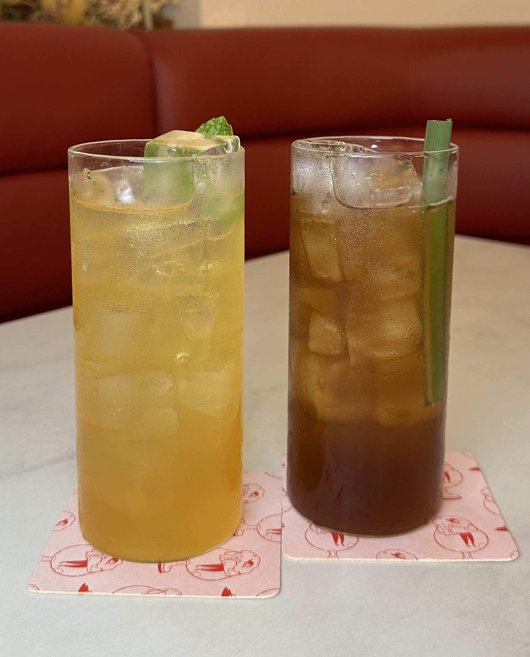 Fizzy Pandan Wintermelon Tea, Fizzy Osmanthus Tie Guan Yin Tea 