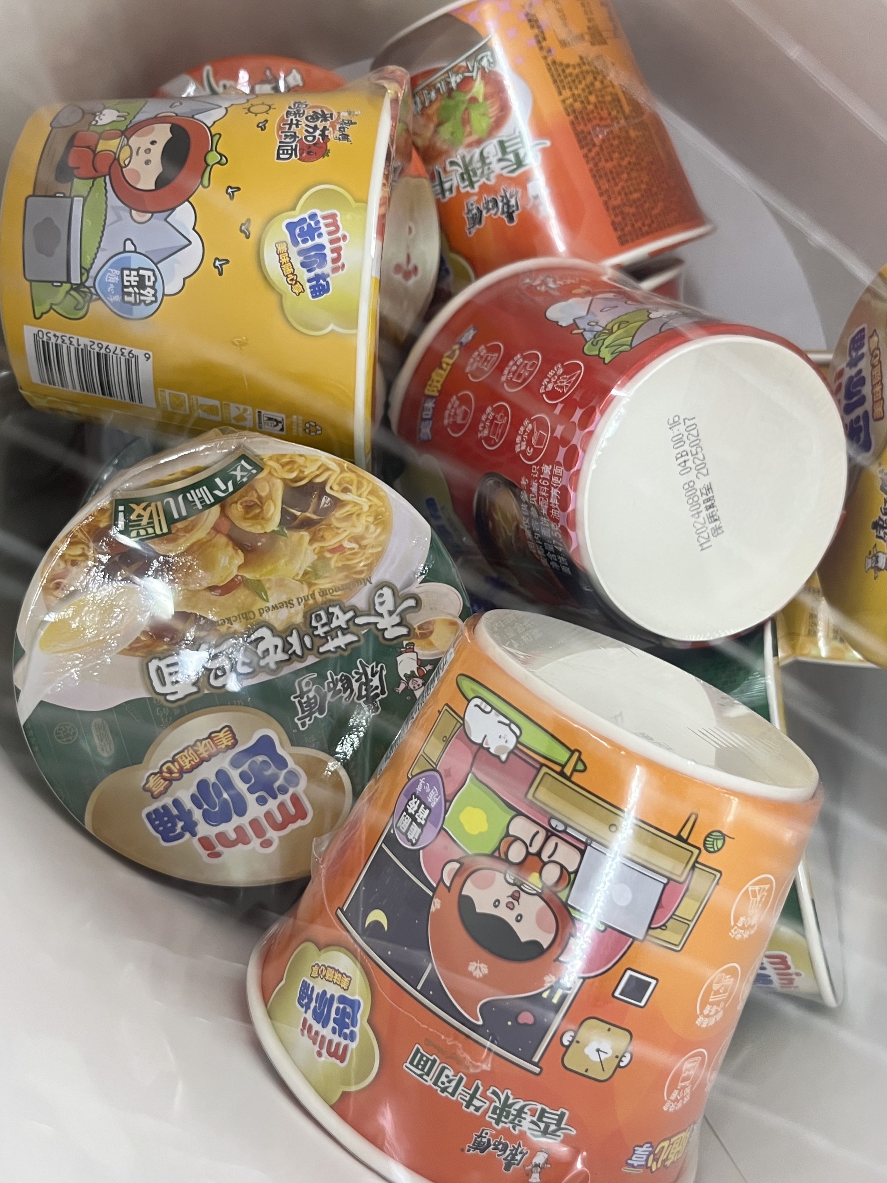 Assortment of cup noodles