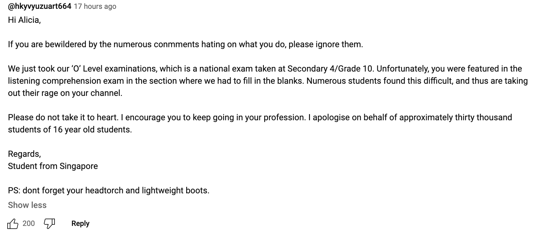 US YouTuber bombarded by angry comments about S'pore O-Level English ...