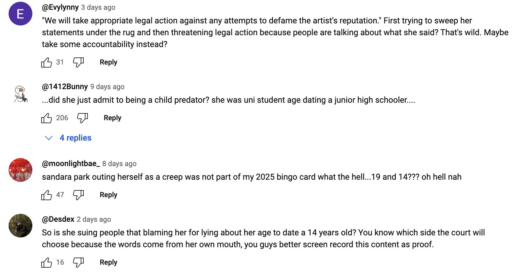 Sandara Park comments