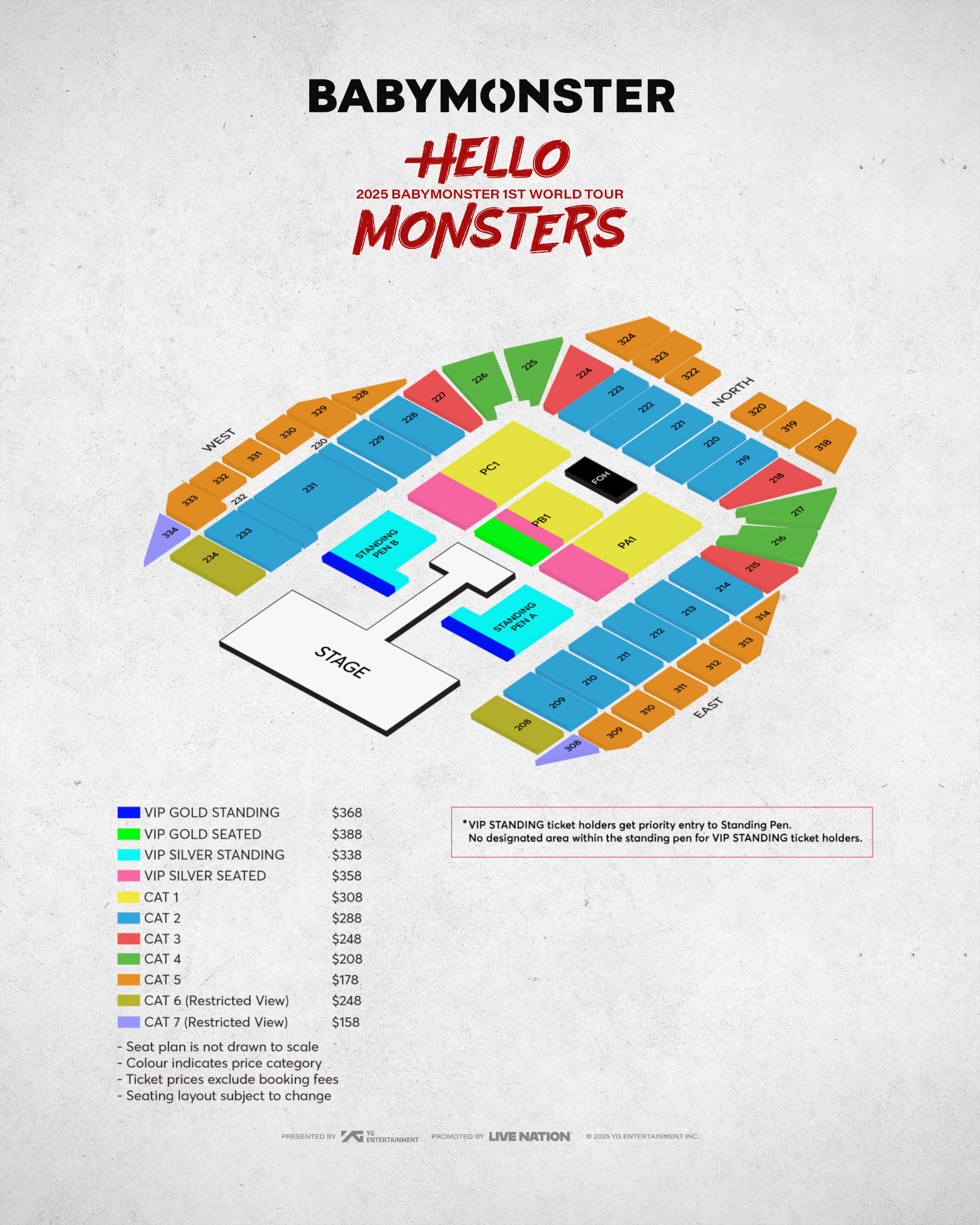 BabyMonster Singapore concert seatmap