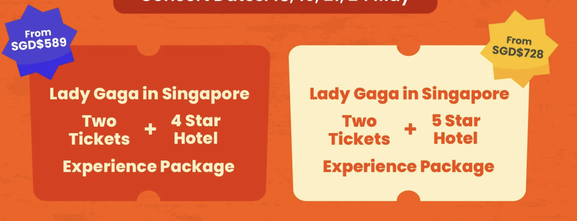 Klook package for Lady Gaga concert in Singapore 