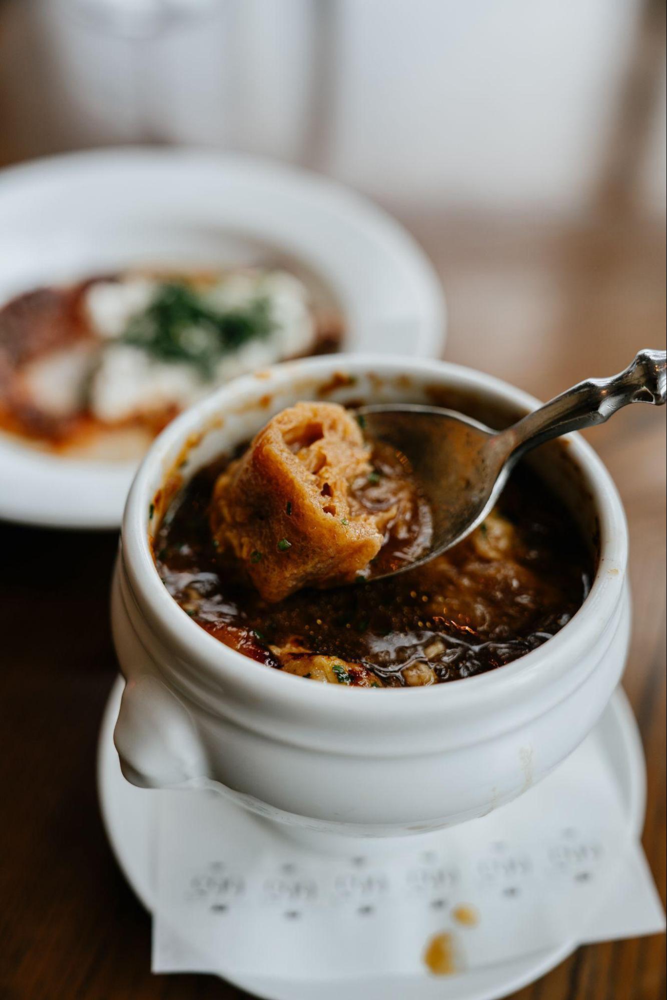 The French onion soup with youtiaos instead of croutons.