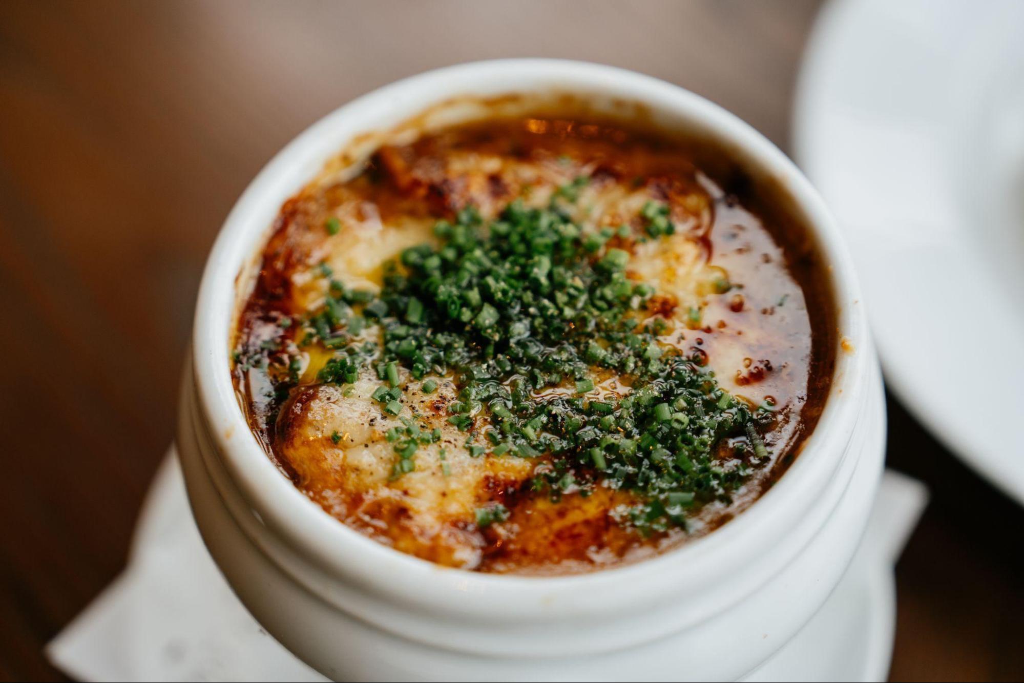 The French onion soup with youtiaos instead of croutons.