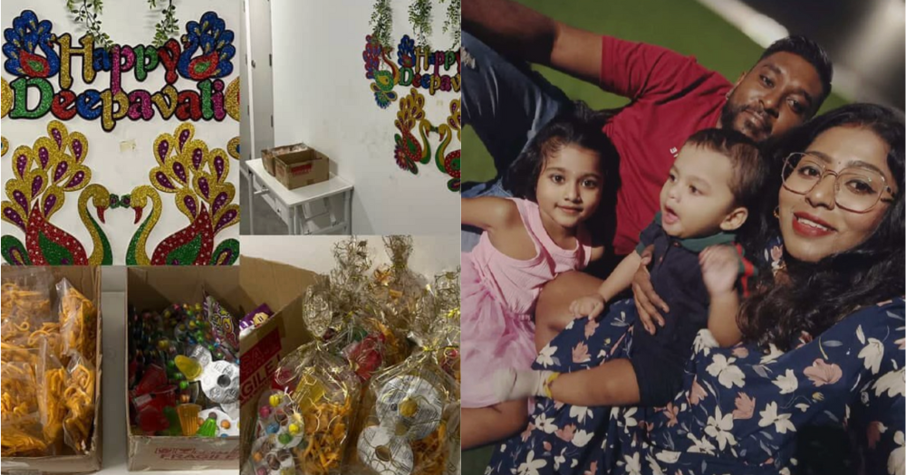 Punggol mum sets up table with snacks outside HDB flat to share Deepavali joy with neighbours