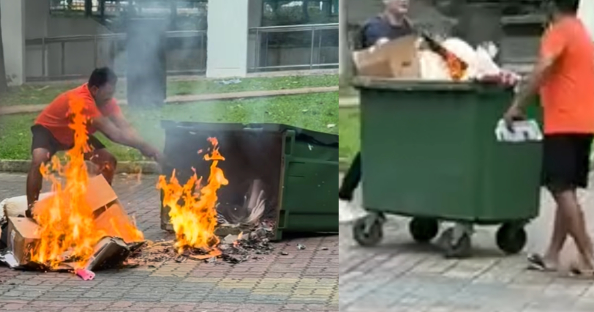 Choa Chu Kang rubbish bin fire put out by public using buckets of water