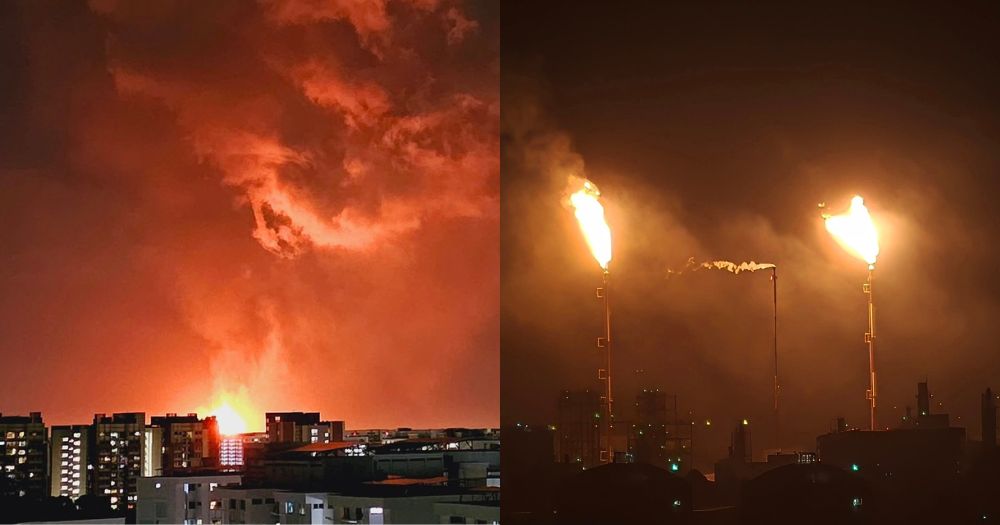 Huge fire in the sky visible in S'pore from M'sia refinery flaring