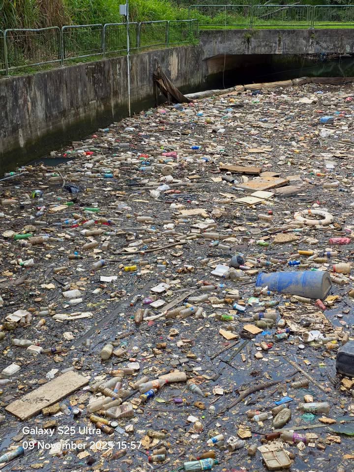 rail corridor trash filled drain