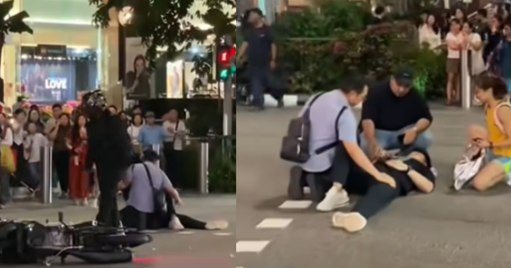 Pedestrian, 23, seen lying on Orchard Road following accident with motorcycle