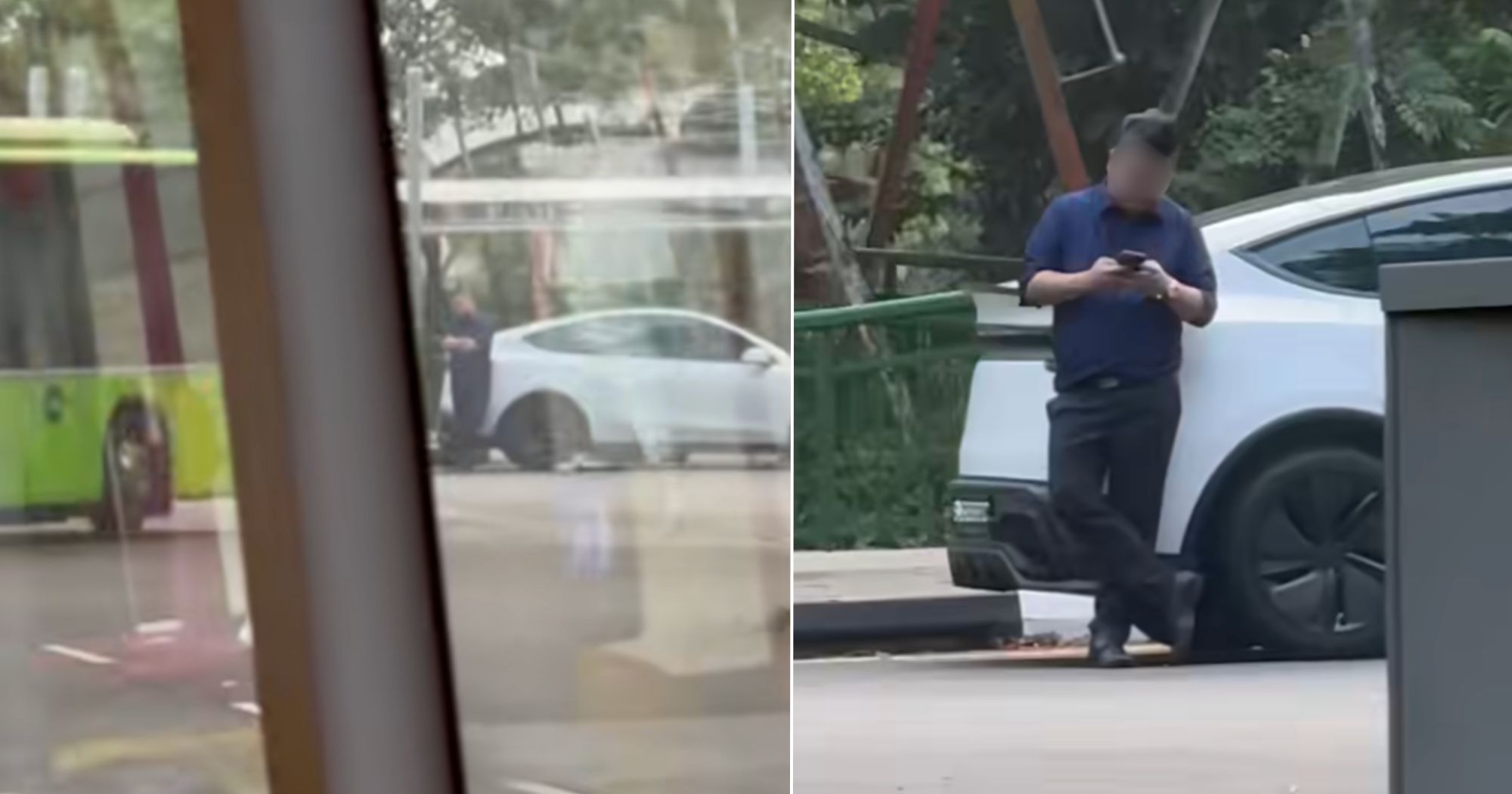 Man illegally parks at Clementi dead end road, won't budge, buses can't make U-turn, ignores honking