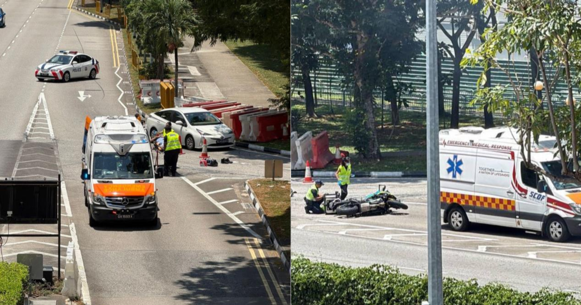 Man, 44, sent to hospital after motorcycle skidded along Nicoll Highway