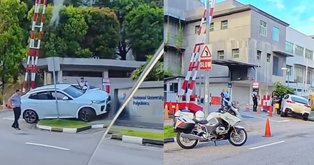 BMW crashes into Choa Chu Kang Polyclinic signboard: Woman, 72, assisting with investigations
