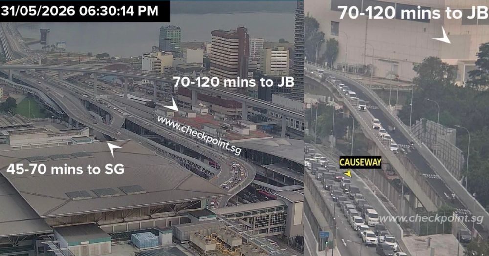 Heavy traffic at Woodlands Checkpoint on Vesak Day