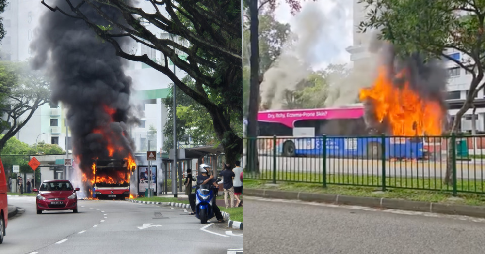 SMRT bus catches fire outside Woodgrove Primary School after smoke seen from driver's compartment