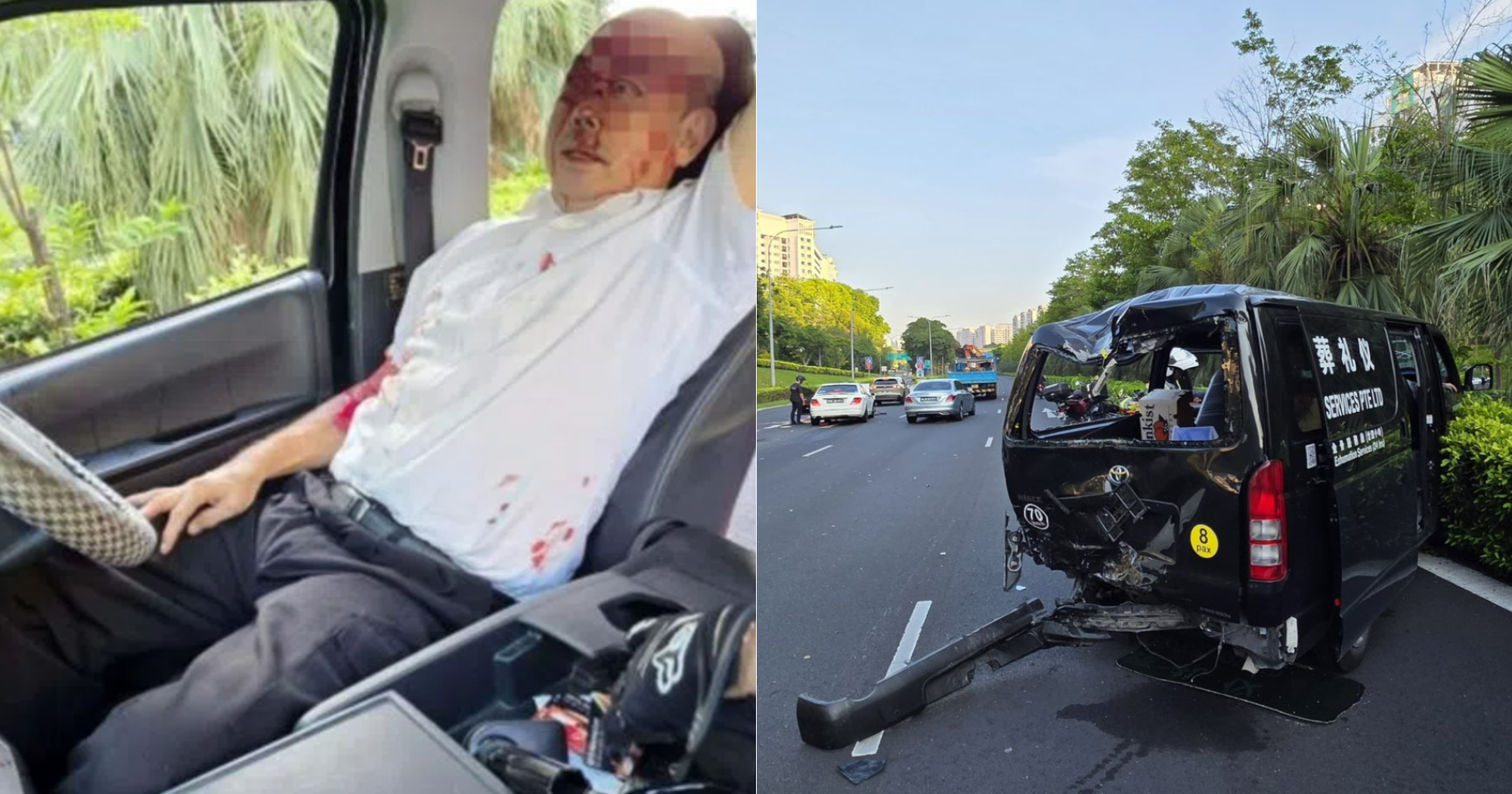 Funeral services founder, 71, breaks ribs after car hits his van on the way to collect ashes of deceased
