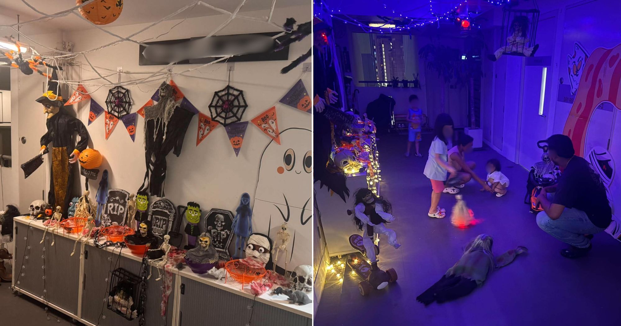 Tengah resident decorates HDB corridor with Halloween decor for neighbourhood trick-or-treat event - Mothership