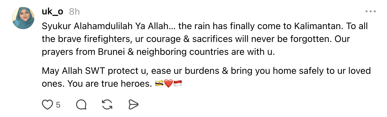 Relief Ranifall Indonesian firefighters overcome with joy, relief as heavy rain breaks ...