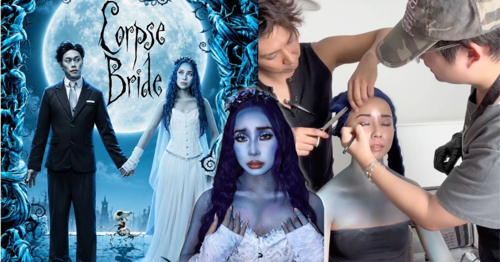 'Bridal rehearsal, just with more blue paint': DJ Germaine Tan & fiancé on ‘Corpse Bride’ Halloween photoshoot ahead of wedding - Mothership