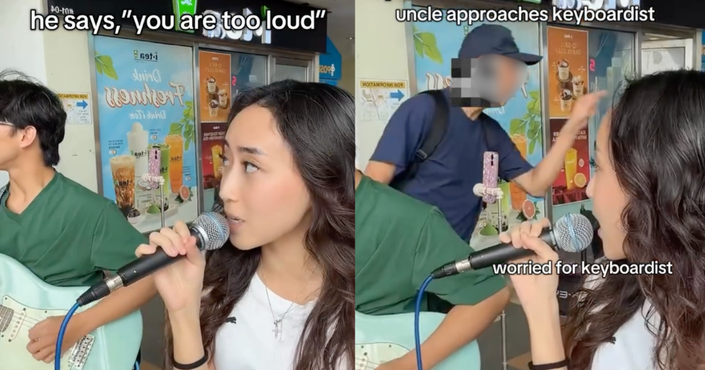 Man shouts at young buskers for being 'too loud' outside Pasir Ris MRT station, police show up - Mothership